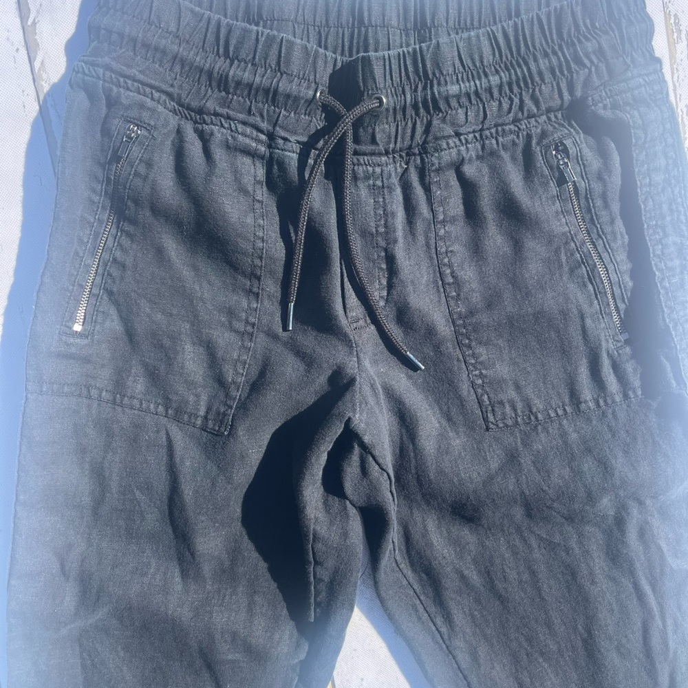 Athleta Black Jogger Pants 6 petite LINEN - Picture 3 of 9